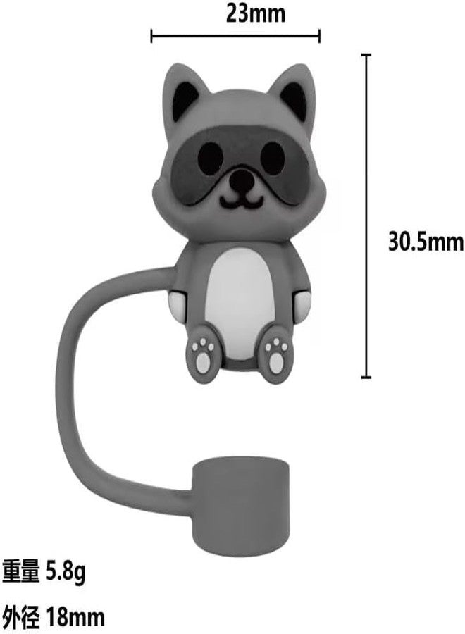 Sluswallow Raccoon Straw Cover for Stanley 40&30 Oz Cup, 10mm Silicone Straw Covers Cap for Stanley Cup Accessories, Cute Topper for Tumblers, Cap Stopper for Reusable Straws Tip Lids - Image 2